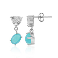 Blue Ethiopian Opal Silver Earrings