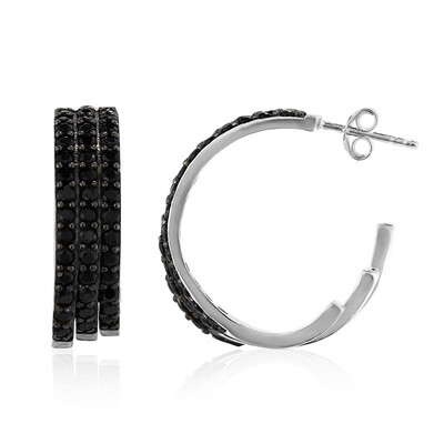 Black Spinel Silver Earrings