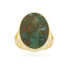 Petrified Opalized Wood Silver Ring (Bali Barong)