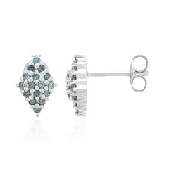 Fancy Diamond Silver Earrings