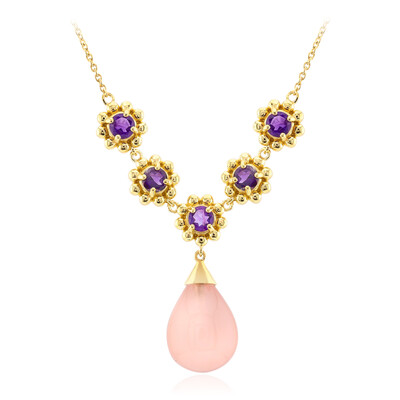 Pink Chalcedony Silver Necklace