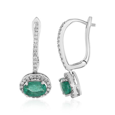 18K Zambian Emerald Gold Earrings