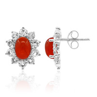 Red Ethiopian Opal Silver Earrings
