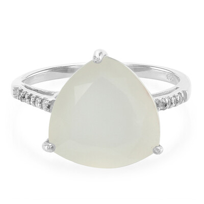 White Moonstone Silver Ring