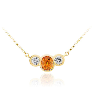 9K Ban Ka Cha Orange Sapphire Gold Necklace