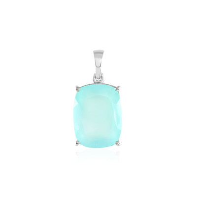 Aqua Chalcedony Silver Pendant