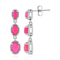 Pink Ethiopian Opal Silver Earrings