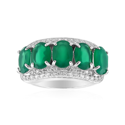Green Agate Silver Ring