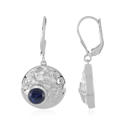 Blue Star Sapphire Silver Earrings (MONOSONO COLLECTION)