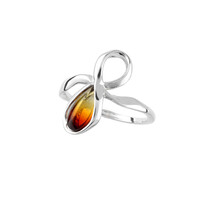 Sunrise Baltic Amber Silver Ring
