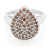 Red Diamond Silver Ring