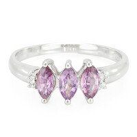 Unheated Ceylon Purple Sapphire Silver Ring