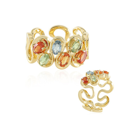 Orange Sapphire Silver Ring