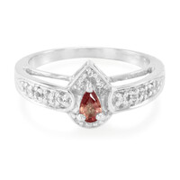 Orange Sapphire Silver Ring