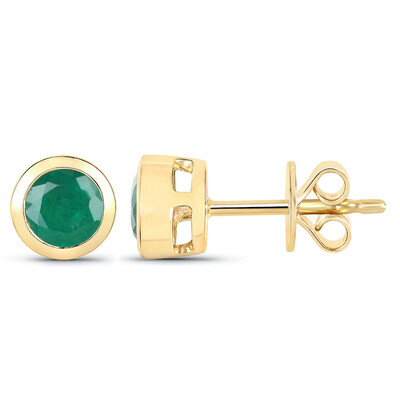 14K Zambian Emerald Gold Earrings