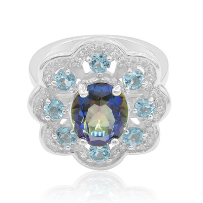 Mystic Blue Quartz Silver Ring