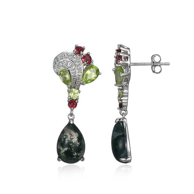 Moss Agate Silver Earrings
