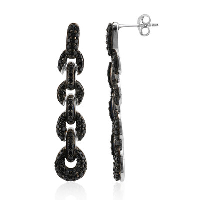 Black Spinel Silver Earrings