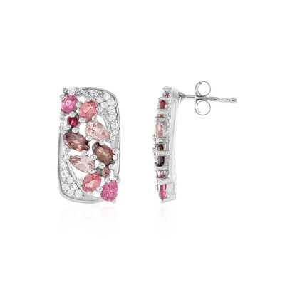 Pink Tourmaline Silver Earrings