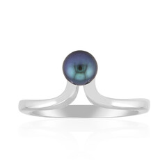 Black Freshwater Pearl Silver Ring (TPC)