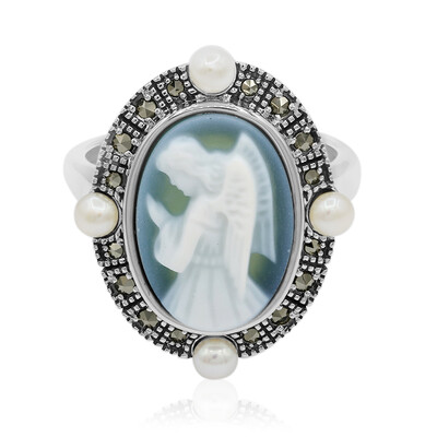 Green Agate Silver Ring