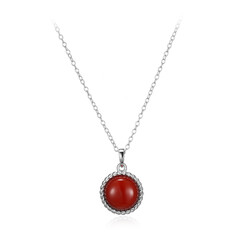 Red Agate Silver Necklace