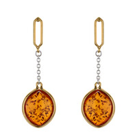 Cognac Baltic Amber Silver Earrings