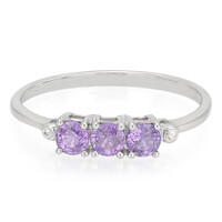 Unheated Ceylon Purple Sapphire Silver Ring