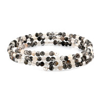 Black Rutile Quartz Steel Bangle (Riya)