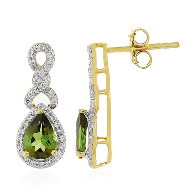 Green Tourmaline Silver Earrings