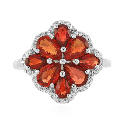 Sunset Ruby Silver Ring