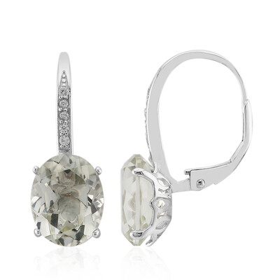 Green Amethyst Silver Earrings