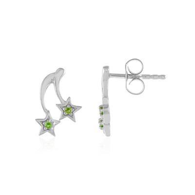 Russian Diopside Silver Earrings