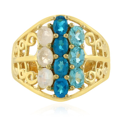 Neon Blue Apatite Silver Ring