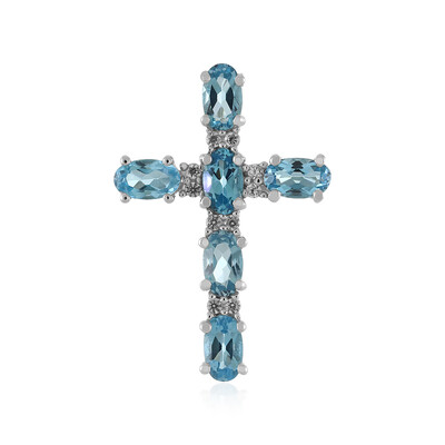 Swiss Blue Topaz Silver Pendant
