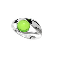 Colombian green Amber Silver Ring