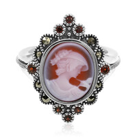 Red Agate Silver Ring