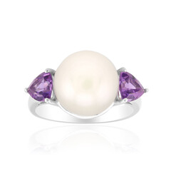 White Freshwater Pearl Silver Ring (Michelle Albala)