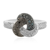 I3 Blue Diamond Silver Ring