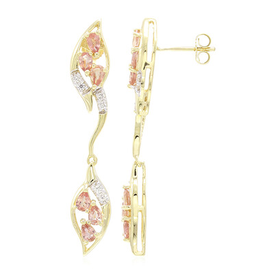 18K Unheated Padparadscha Sapphire Gold Earrings (AMAYANI)
