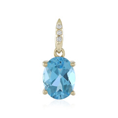 9K Swiss Blue Topaz Gold Pendant