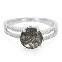 Black Rutile Quartz Silver Ring