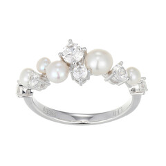 White Freshwater Pearl Silver Ring