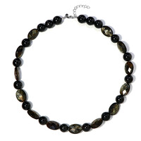 Golden Mica Silver Necklace