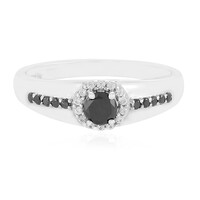 Black Diamond Silver Ring