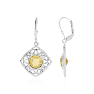 Yellow Fluorite Silver Earrings