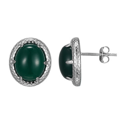 Green Agate Silver Earrings