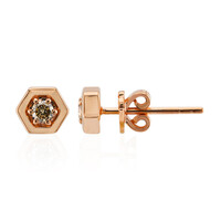 9K SI1 Argyle Rose De France Diamond Gold Earrings