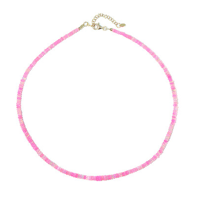 Pink Ethiopian Opal Silver Necklace