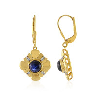 Blue Star Sapphire Silver Earrings
